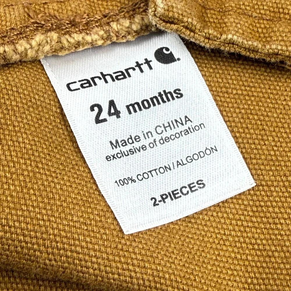 Carhartt Toddler Tan Canvas Bib Overalls‎ 24 Months Snap Leg 100 Cotton